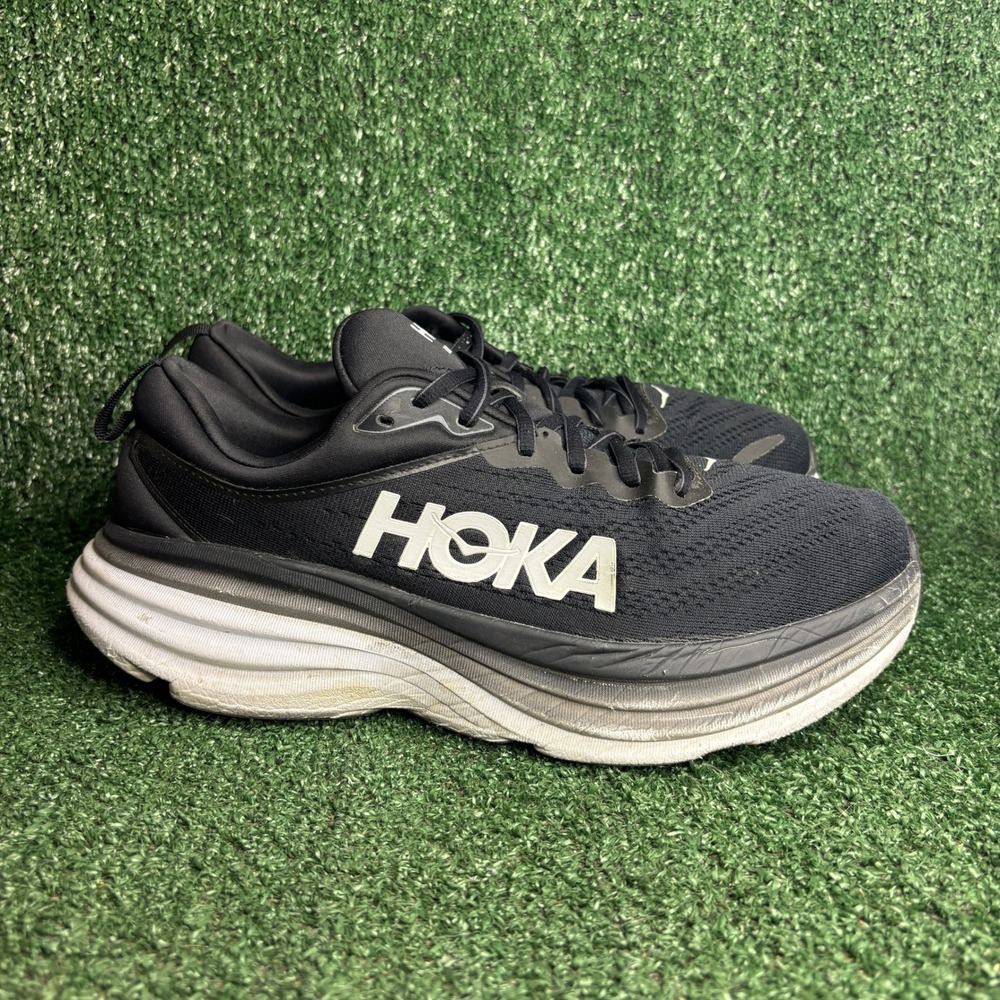 Hoka Bondi 8 Max Cushion Breathable Mesh Athletic Running Shoes Black Mens 11D